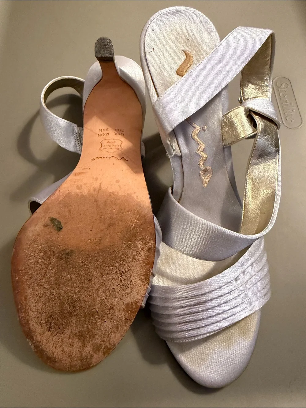 Nina White Satin Strappy Low Heel Sandals